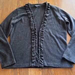 Jones Wear Ruffled Cardigan Dark Gray Long Sleeve size small